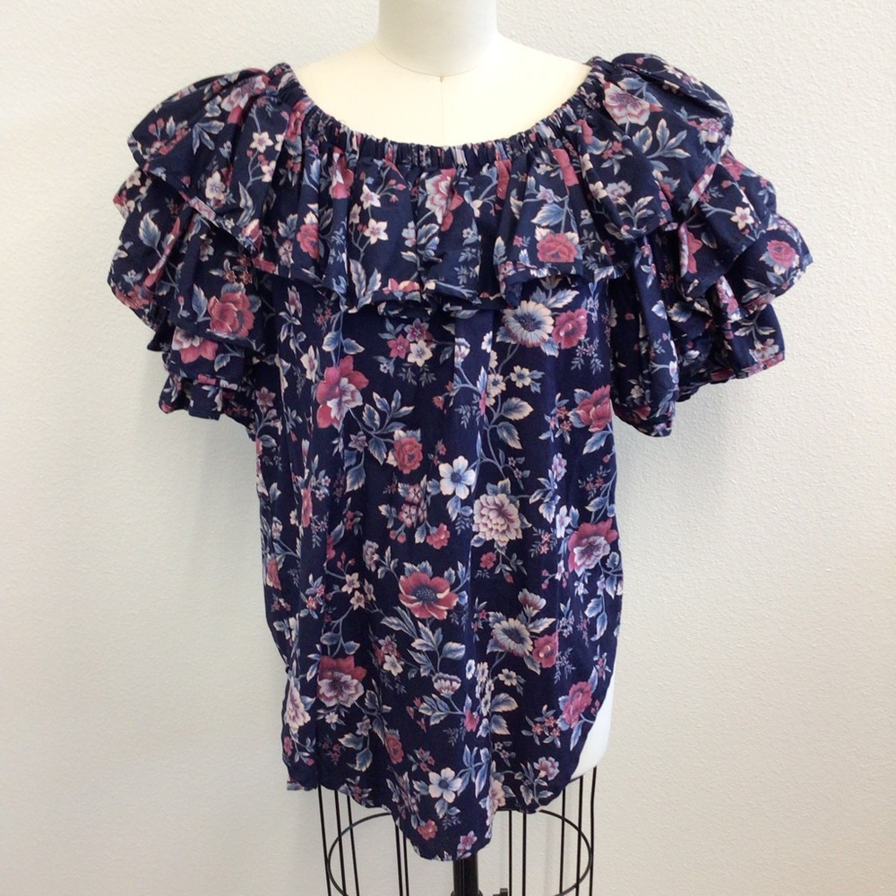 Vintage Conversation Pieces ruffled floral blouse